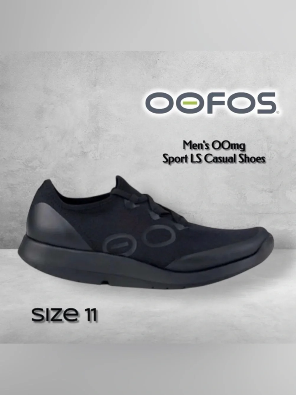OOFOS Men's OOmg Sport LS Sneakers Casual Shoes Size 11 Black